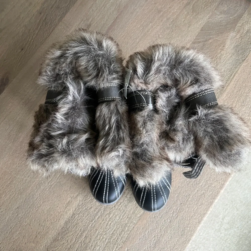 KIDS London Fog Melton Boots, Size 7, Black and Gray